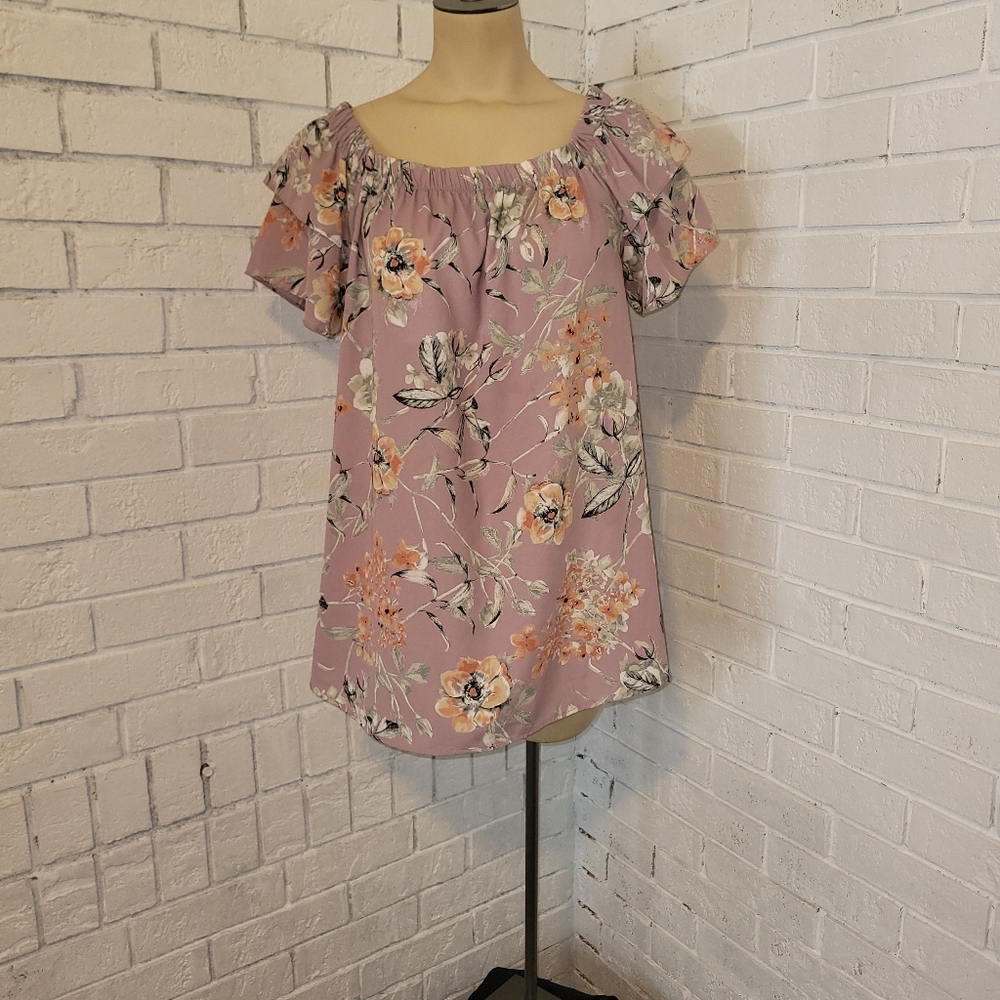 Charming Floral Off-the-Shoulder Blouse - MTS Brand - Size Medium
